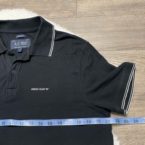 Armani Jeans AJ Mens Small Or Womens Large Black Short Sleeve Polo Shirt - Picture 6 of 7